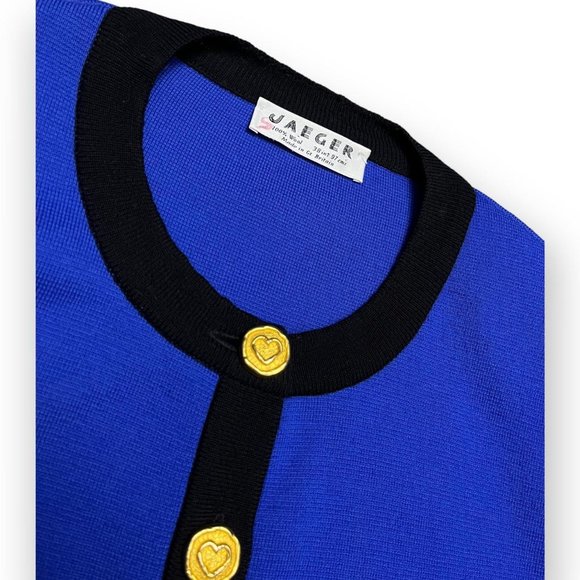 Vintage 90s 100% WOOL Jaeger UK Cardigan Designer Sweater - Womens M - Picture 2 of 4